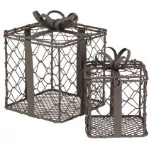 Product Vintage Wire Basket Gift Metal Grey 10.5/7.5cm Set of 2