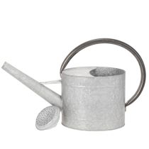 Product Vintage metal watering can, silver-grey, stylish garden decoration, flower vase, L53cm H29cm