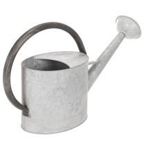 Product Vintage metal watering can, silver-grey, stylish garden decoration, flower vase, L53cm H29cm