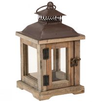 Product Vintage Lantern Dark Brown Wooden Lantern 15×15cm H26cm