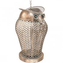 Product Vintage Lantern Owl Garden Lantern Tealight Holder Gold H29cm