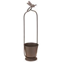 Product Vintage planter with trellis dragonfly metal Ø16/H62cm