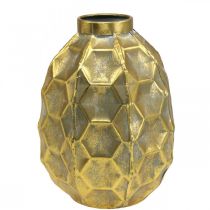 Product Vintage vase gold flower vase honeycomb look Ø22.5cm H31cm