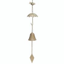 Product Vintage wind chime metal decoration with umbrella and bell 70cm