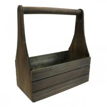 Vintage flower box wooden planter brown 28×14×31cm