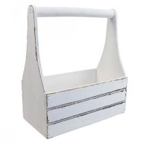 Vintage flower box wooden planter white 28×14×31cm