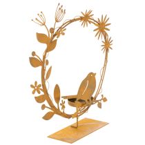 Product Bird decorative flower tealight holder rust look 24×27×6cm