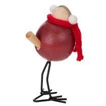 Product Set of 4 Winter Bird Figures with Scarf, 11cm, Red, White, and Black, Wooden and Metal Construction