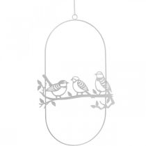 Product Bird deco window decoration spring, metal white H37.5cm 2pcs