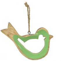 Bird decoration wooden decorative hanger green natural 15.5x1.5x16cm