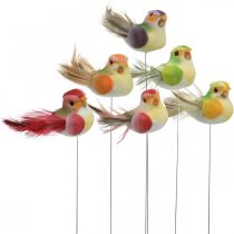 Spring, bird on wire, colorful flower plugs H2.5cm 24pcs
