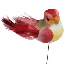 Spring, bird on wire, colorful flower plugs H2.5cm 24pcs