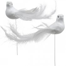 Product Wedding decoration, doves on wire, wedding doves white H4.5cm 12pcs