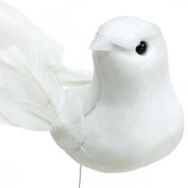 White doves, wedding, decorative doves, birds on wire H6cm 6pcs