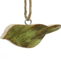 Birds to hang, spring decoration, wooden hanger nature, green H4cm 6pcs