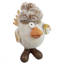 Christmas figures bird with hat beige 11.5x8x14cm 2pcs