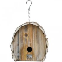 Product Decorative Nesting Box Bird House Wooden Garden Decor Natural White Washed H22cm W21cm