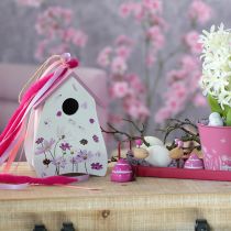 Product Birdhouse with spring-like floral pattern, decoration for balcony or apartment, 21cm