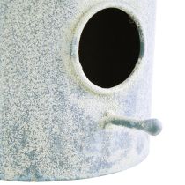 Product Birdhouse for hanging metal in white blue Ø15cm H21cm