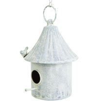 Product Birdhouse for hanging metal in white blue Ø15cm H21cm