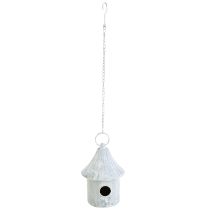 Product Birdhouse for hanging metal in white blue Ø15cm H21cm