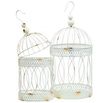 Bird aviary vintage round white Ø22 / 18cm 2pcs
