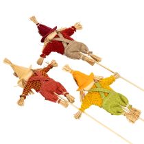 Product Decorative Scarecrow on Stick – 60cm, Fabric and Straw, Multicolour, Indoor Autumn Decoration