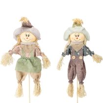 Product Scarecrow Pot stakes Autumn decor Green Blue H45/68cm 4pcs
