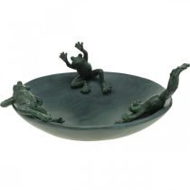 Product Bird bath with frogs, bird bath metal look green, anthracite antique look Ø28.5cm H13.5cm