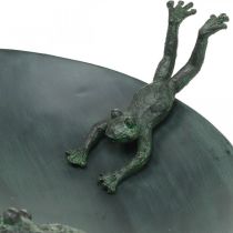 Product Bird bath with frogs, bird bath metal look green, anthracite antique look Ø28.5cm H13.5cm