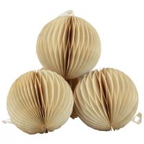 Product Honeycomb balls honeycomb balls Christmas cream gold Ø8cm 4pcs
