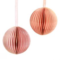 Product Honeycomb Ball Christmas Decoration Apricot Pink Ø7cm 4 Pcs