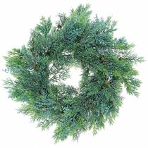 Artificial juniper wreath with cones and berries green 48cm