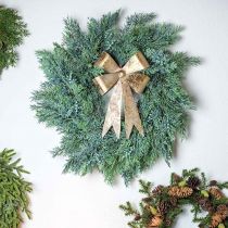 Artificial juniper wreath with cones and berries green 48cm