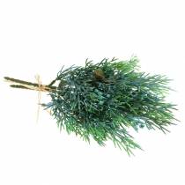 Product Decorative branch, artificial juniper with cones, blue washed, 25cm, set of 2
