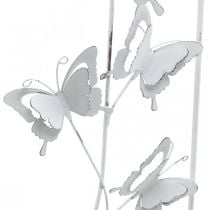 Butterfly Hanging Art Spring Metal Wall Art Shabby Chic White Silver H47.5cm