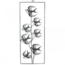 Metal decoration for hanging, swallows, wall decoration Silver, washed white H47.5cm