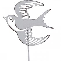 Swallow decoration, wall decoration made of metal, birds to hang white, silver shabby chic H47.5 cm