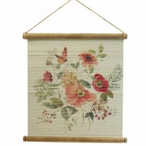 Product Wooden mural picture with flowers wall decoration H44×W42cm