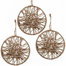 Wall decoration boho style, decorative ring jute ribbon Ø23cm 5pcs