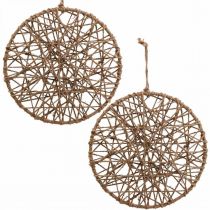 Wall decoration boho style, decorative ring jute ribbon Ø28.5cm 4pcs