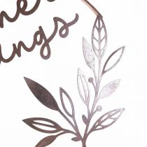 Product Wall decoration "Summer Feelings" decorative ring, metal summer decoration for hanging, Ø49cm, rose metallic & turquoise