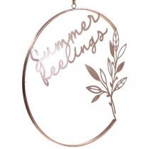 Product Wall decoration "Summer Feelings" decorative ring, metal summer decoration for hanging, Ø49cm, rose metallic & turquoise