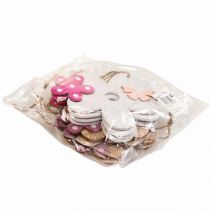 Product Wall decoration wooden flower butterfly white pink 10×9cm 8 pcs