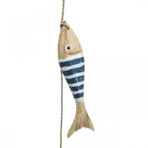 Product Maritime deco hanger wooden fish for hanging dark blue L123cm