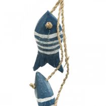 Maritime deco hanger wooden fish to hang small dark blue L31cm
