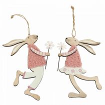 Product Wall decoration Easter bunny for hanging wood pink 14×19.5cm 4pcs