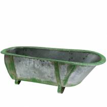 Decorative tub metal used silver, green 44.5cm x18.5cm x 15.3cm