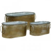 Set Planter Metal Tub Vintage Retro L22.5cm/27cm/31cm