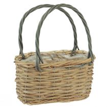 Wicker basket plant bag basket natural gray 21x10x12cm